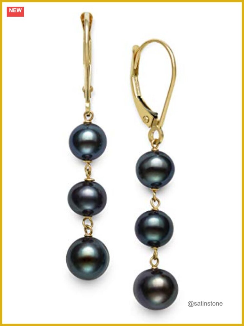 Cultured Freshwater Pearl Dangle Drop Earrings in 14K Solid Gold Leverback